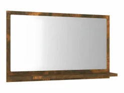 Outlet Espejo de baño madera contrachapada roble ahumado 60x10,5x37 cm ES373263 Accesorios De Cuarto De Baño|Espejo De Cuarto De Baño