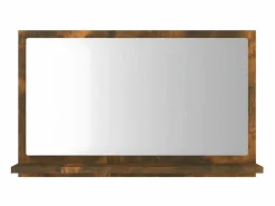 Outlet Espejo de baño madera contrachapada roble ahumado 60x10,5x37 cm ES373263 Accesorios De Cuarto De Baño|Espejo De Cuarto De Baño