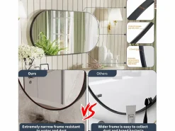 Outlet Espejo de baño ovalado moderno espejo de pared vertical u horizontal 100x50cm Accesorios De Cuarto De Baño|Espejo De Cuarto De Baño