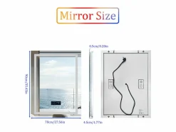 Fativo Espejo de baño rectangular iluminado con LED regulable y 4 botones táctiles - antivaho - 90x70cm