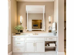 Fativo Espejo de baño rectangular iluminado con LED regulable y 4 botones táctiles - antivaho - 90x70cm