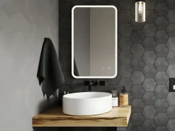 Outlet OZAIA Espejo de baño rectangular iluminado LIMORICO 50x80 cm Negro