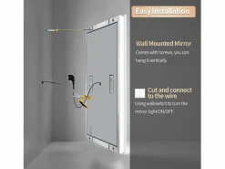 Fativo Espejo de baño rectangular iluminado con LED regulable y 4 botones táctiles - antivaho - 80x60cm