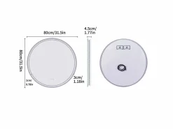 Clearance Espejo de baño redondo LED antivaho de pared con 3 colores ajustables, 80 x 80 cm Accesorios De Cuarto De Baño|Espejo De Cuarto De Baño
