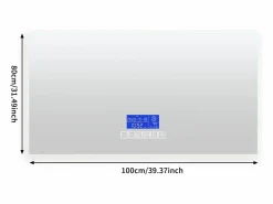 Espejo de baño, 100x80cm, espejo LED con altavoz Bluetooth, iluminación ajustable, función antivaho, indicador de temperatura