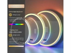 Discount Espejo de baño 80x80cm RGB y LED regulable + antivaho + Bluetooth 5.2 + Reloj + 3 colores 4 botones Accesorios De Cuarto De Baño|Espejo De Cuarto De Baño