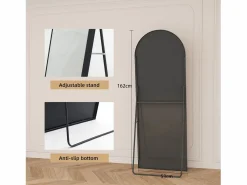Espejo de cuerpo entero 162 x 53 cm, espejo de pie, espejo de pared grande, espejo de tocador de pie para dormitorio, salón, Negro