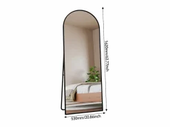 Espejo de cuerpo entero 162 x 53 cm, espejo de pie, espejo de pared grande, espejo de tocador de pie para dormitorio, salón, Negro