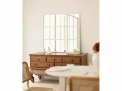 Discount DECOWOOD Espejo de madera color de 90x90cm - LISBOA - Blanco