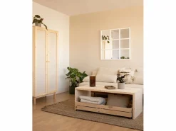 Discount DECOWOOD Espejo de madera color de 90x90cm - LISBOA - Blanco