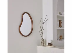Sweeek Espejo de madera de abeto decorativo de pared, 65cm nogal