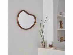 Sweeek Espejo de madera de abeto decorativo de pared, 65cm nogal