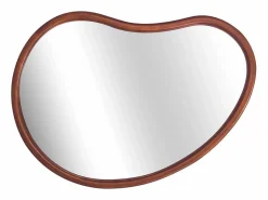 Sweeek Espejo de madera de abeto decorativo de pared, 65cm nogal