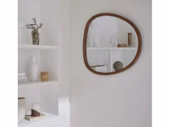 Hot Espejo de madera de abeto decorativo de pared, 75cm nogal Espejo De Pared|Espejo