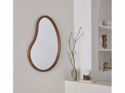 Sweeek Espejo de madera de abeto decorativo de pared, 85cm nogal