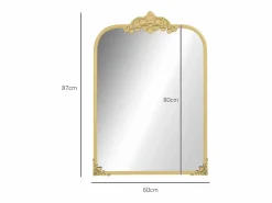 Outlet Espejo de pared barroco, marco decorativo de metal, , 60x87,5 cm Dorado