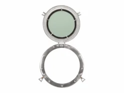 New Espejo de pared con forma de ojo de buey Ø38 cm aluminio y cristal Plateado