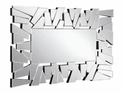 New OZAIA Espejo de pared de acero inoxidable y cristal - Ancho 120 x Alt. 76 cm - - UYUNI Plateado