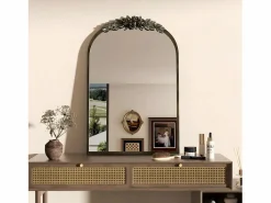 Fativo Espejo de pared para decoración de sala de estar - 60,5 x 5 x 91,6 cm, espejo de arco vintage para baño, chimenea, entrada 91,6 x 60,5 cm