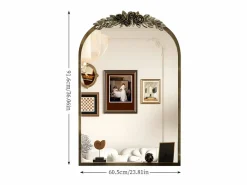 Fativo Espejo de pared para decoración de sala de estar - 60,5 x 5 x 91,6 cm, espejo de arco vintage para baño, chimenea, entrada 91,6 x 60,5 cm