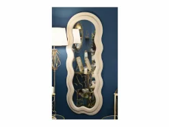 Espejo de pared o de pie diseño ondulado en terciopelo 60x160cm Miki - Crema Espejo De Pared|Espejo