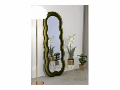 Espejo de pared o de pie diseño ondulado en terciopelo 60x160cm Miki - oscuro