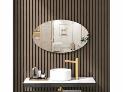 Espejo de pared ovalado sin marco, diseño moderno, para baño o dormitorio, 64 x 37 cm