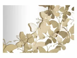 Espejo de pared redondo con mariposas 3D Butterfly Wind Dorado