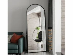 Online Espejo de pie - Marco de metal - 180 x 80 cm - curvo - para salón o vestidor - Negro
