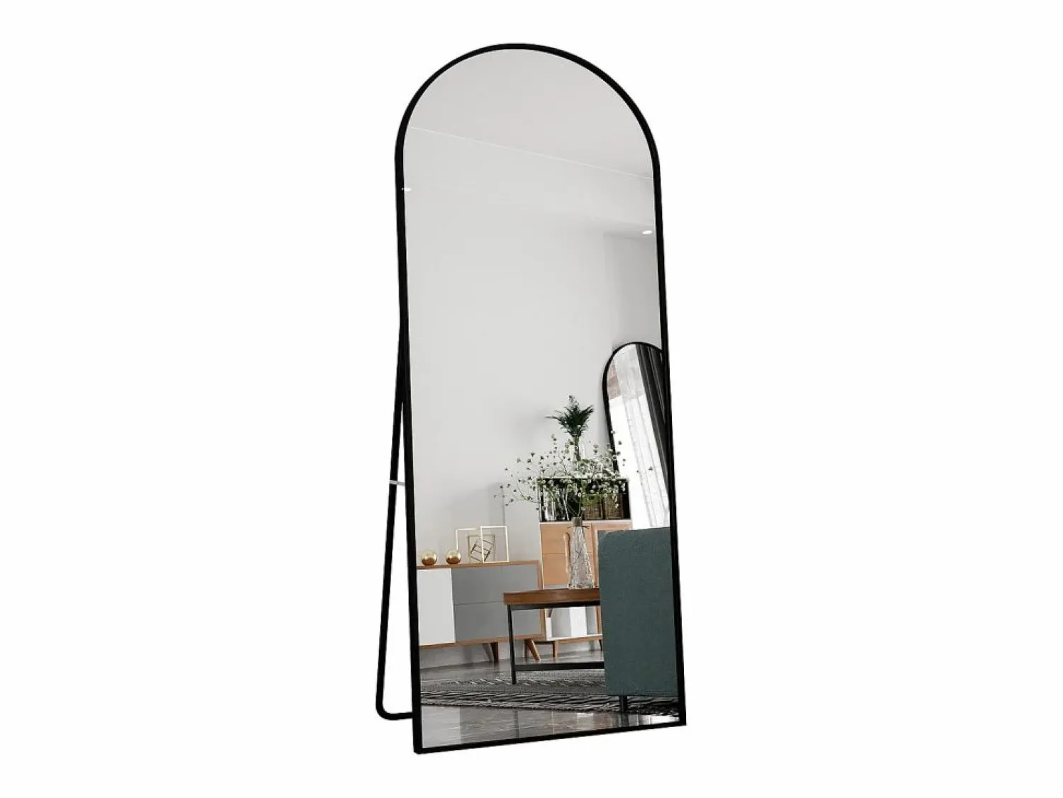 Online Espejo de pie - Marco de metal - 180 x 80 cm - curvo - para salón o vestidor - Negro