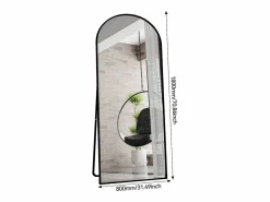 Online Espejo de pie - Marco de metal - 180 x 80 cm - curvo - para salón o vestidor - Negro