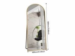 Espejo de pie - Marco de metal - 180 x 80 cm - Arqueado - Para salón o vestidor -