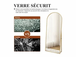Outlet Espejo de pie arqueado 164×54 cm con marco – Diseño elegante y vintage, versátil (colgar o colocar) Espejo