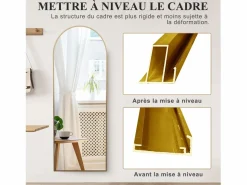 Outlet Espejo de pie arqueado 164×54 cm con marco – Diseño elegante y vintage, versátil (colgar o colocar) Espejo