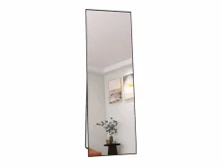 Espejo de pie de 162 x 53 cm, marco de aluminio , espejo de pared moderno para colocar de pie o colgar Negro