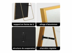 Espejo de pie rectangular 164×54 cm con marco – Diseño minimalista y moderno