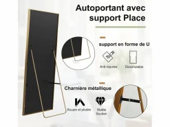 Espejo de pie rectangular 164×54 cm con marco – Diseño minimalista y moderno