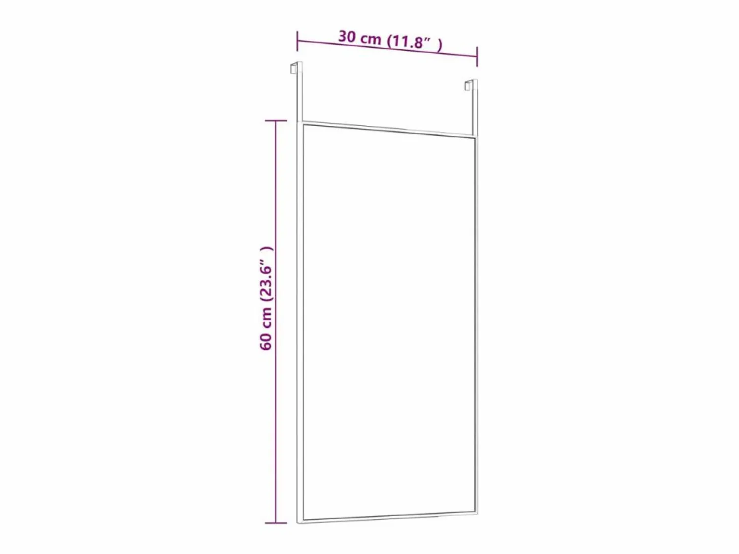 Hot Espejo de puerta 30x60 cm Cristal y aluminio Accesorios De Cuarto De Baño|Espejo De Cuarto De Baño