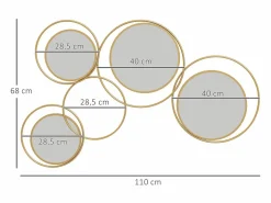 Homcom Espejo decorativo Dilux 4 espejos 68x110x2 cm