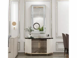 New Fativo Espejo decorativo rectangular grande, espejos de pared, espejo de pared deco, diseño de dormitorio, 120x60cm Plateado