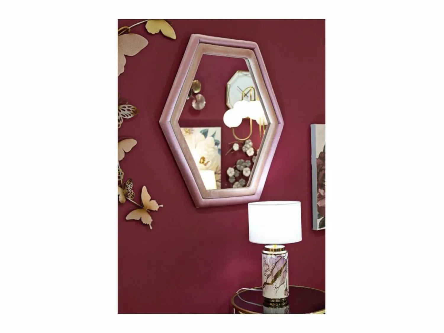 Discount Espejo hexagonal de pared moderno con marco de terciopelo Tony Espejo De Pared|Espejo
