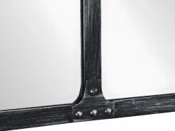 Best OZAIA Espejo industrial de hierro - Ancho 140 x Alt. 75 cm - efecto envejecido - MAASTRICHT Negro