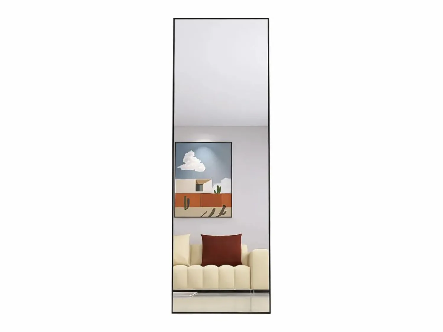 Online Espejo irrompible de cuerpo entero, 165x60cm, espejo de pie para colgar o apoyar en la pared, espejo de suelo con soporte, color Espejo