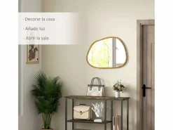 Discount Espejo Kendra forma irregular marco madera natural 50x70x2,1 cm Espejo De Pared|Espejo