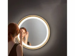 Clearance Espejo LED Mirò Ø40 cm 38W Oro Cepillado - Lámpara de techo y aplique - Luz cálida 3000K - Diseño moderno para baño, dormitorio y entrada Dorado