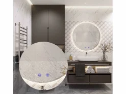 Best Espejo LED 80cm HZJ080 Cromado con Luz Ajustable y Función de Calefacción Espejo De Pared|Espejo