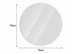 Hauss Spole Espejo LED redondo de 70 cm con función antivaho y 3 configuraciones de temperatura - Vidrio y metal