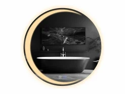 NETTLIFE Espejo con Iluminación Espejo de Baño Redondo LED Espejo de Baño IP44 60cm Espejo de Baño Redondo con Táctil Plateado