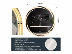 Best NETTLIFE Espejo con Iluminación Espejo de Baño Redondo LED Espejo de Baño 60cm Redondo IP44 Espejo de Baño con Táctil Plateado