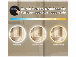 Online NETTLIFE Espejo para baño, espejo de baño con iluminación, redondo, 50 cm, espejo de baño LED de pared con toque Transparente